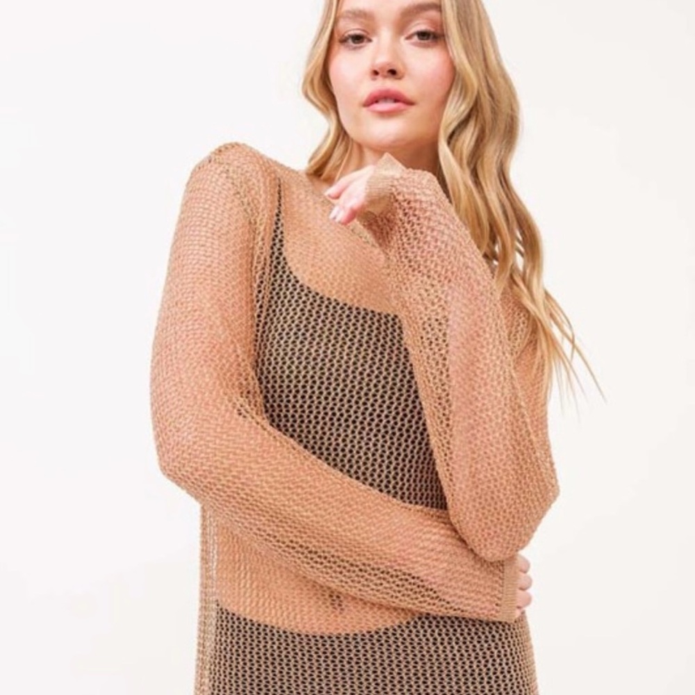 Elegant Rose Gold Metallic Sweater